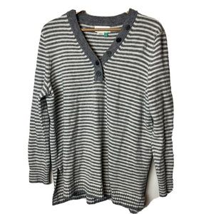 Anthropologie Serena Chunky Striped Sweater Size 1X Gray white pullover